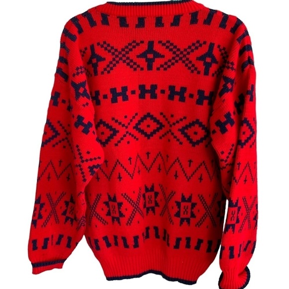 Vintage 80s 90s Geometric Crewneck Sweater Knit Size XL - Picture 7 of 7